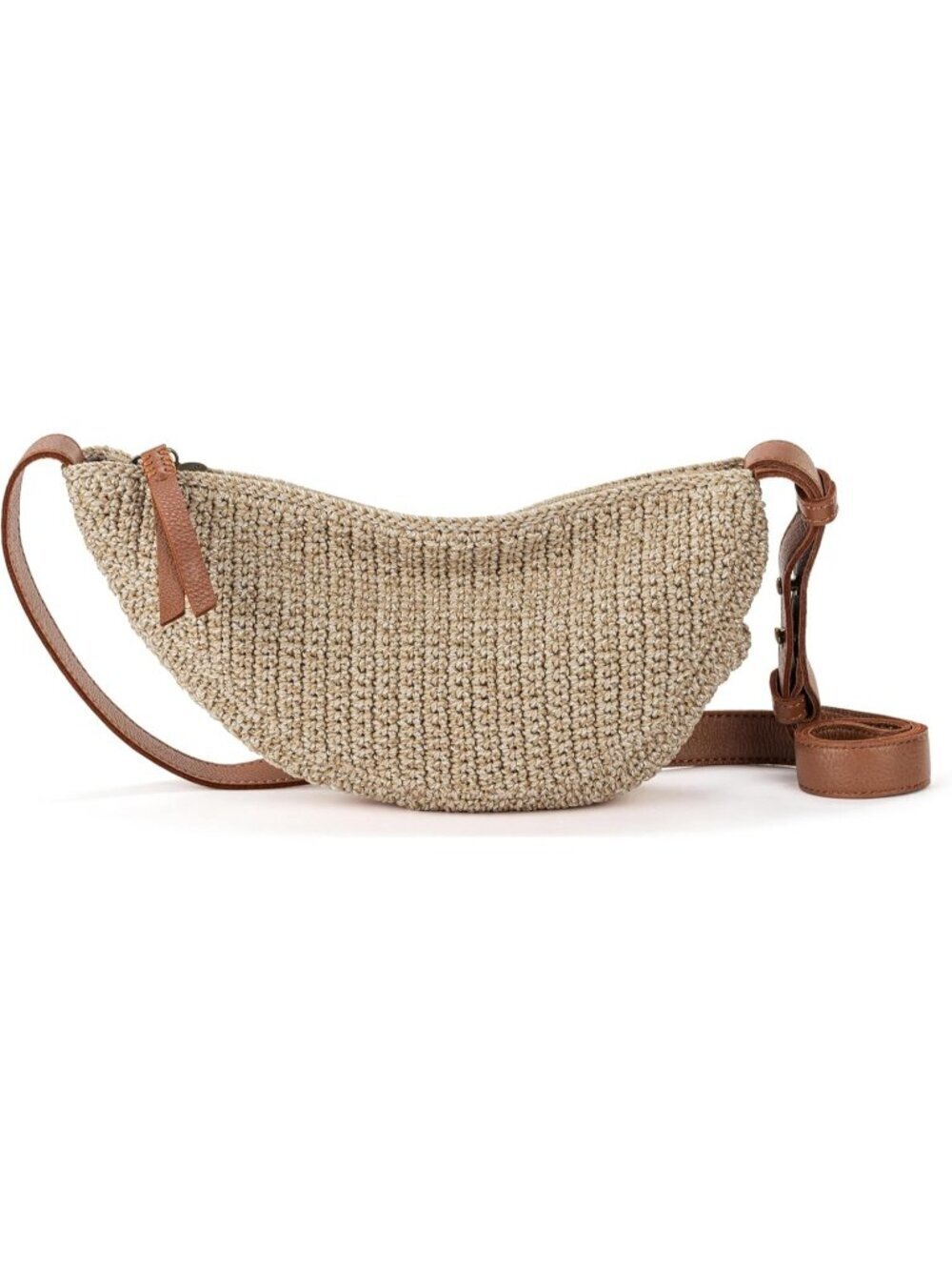 Women Bamboo Croche Zipper Closure & Adjustable Strap Travel Crossbody Handbag